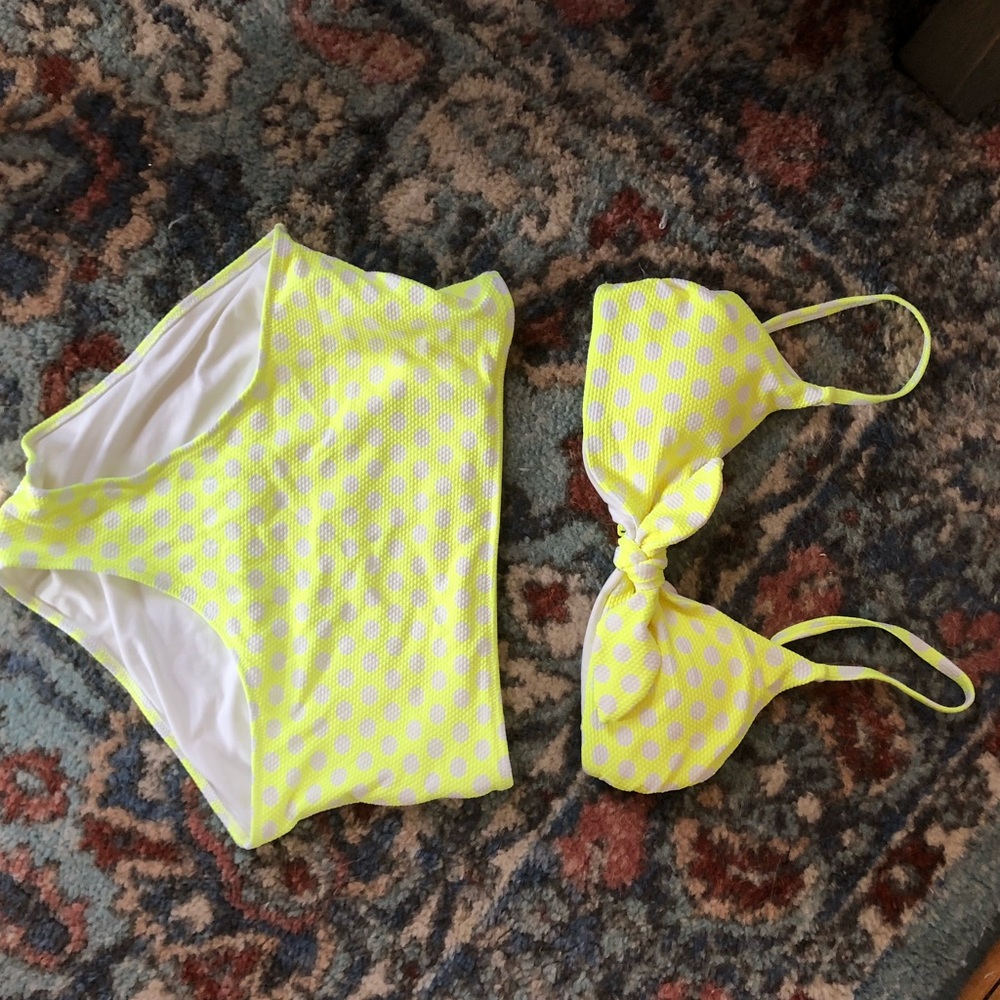 Yellow polka dot aerie bikini high waist